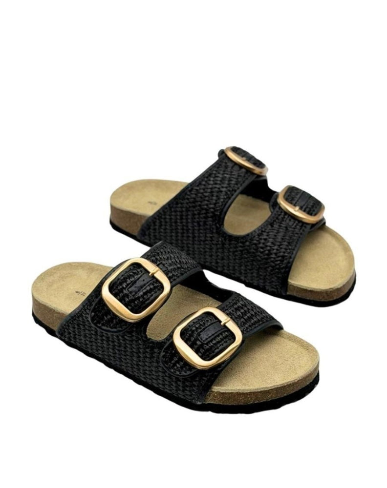 Cammy Sandal - Black Raffia
