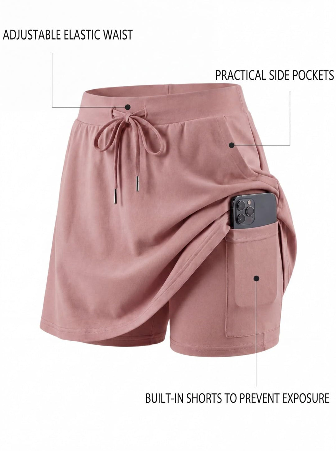 Women's 2 Piece Tennis Skort Set with Built-In Shorts