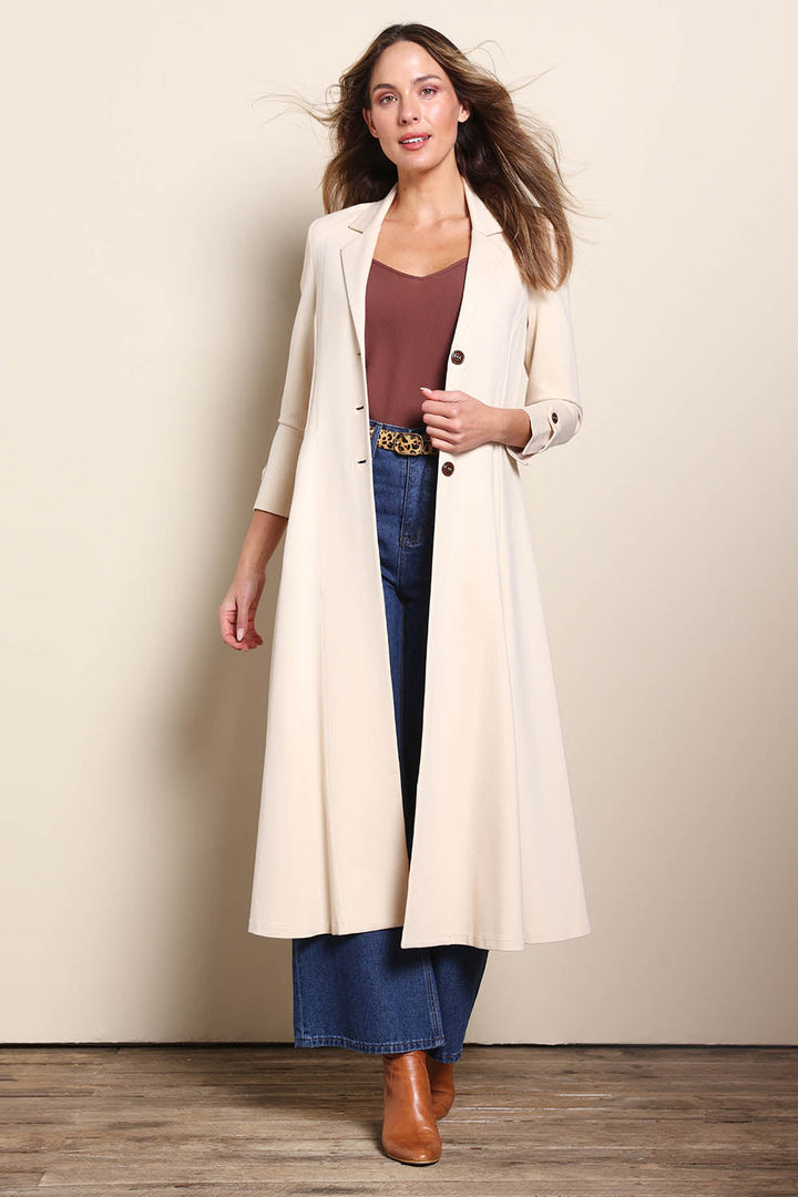 Meet Me At Midnight Longline Ponte Coat - Sand