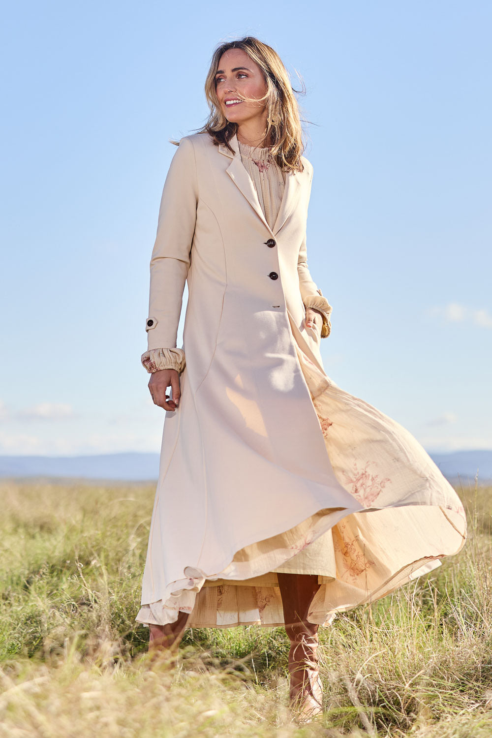 Meet Me At Midnight Longline Ponte Coat - Sand