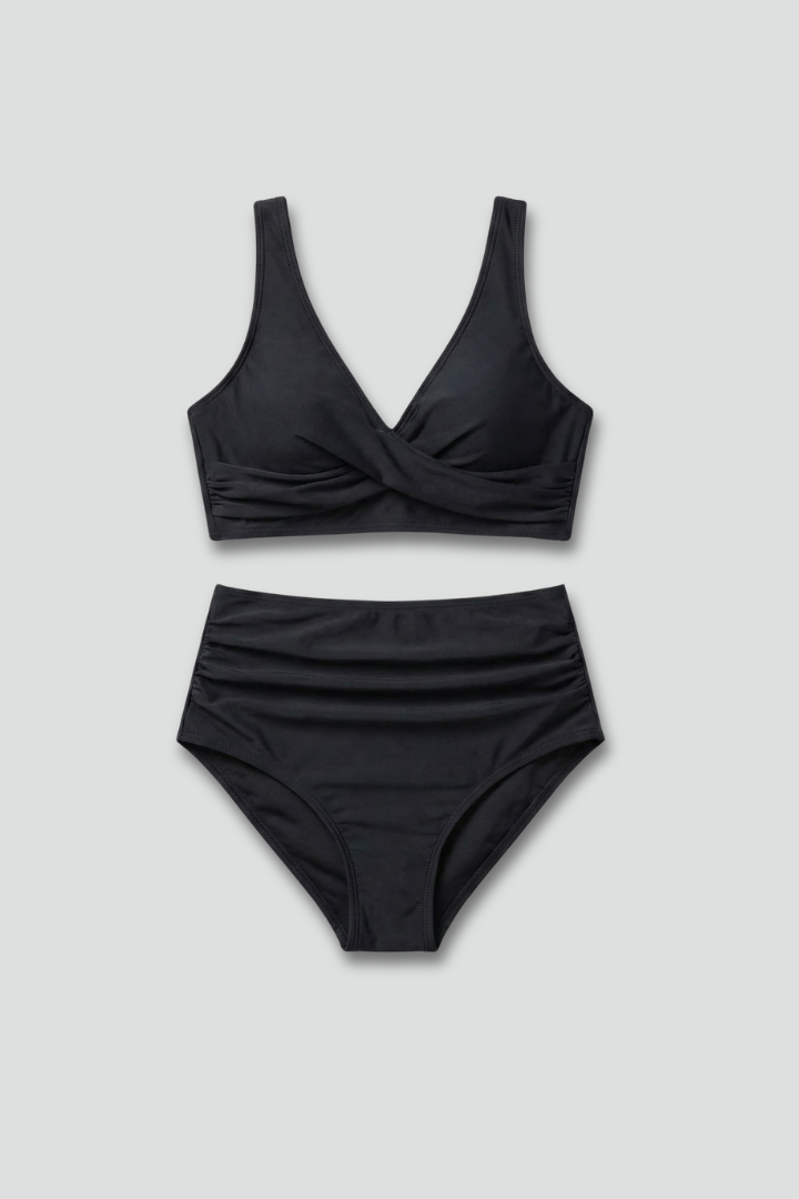 Women’s Bikini Set with Wrap Top and High Waist