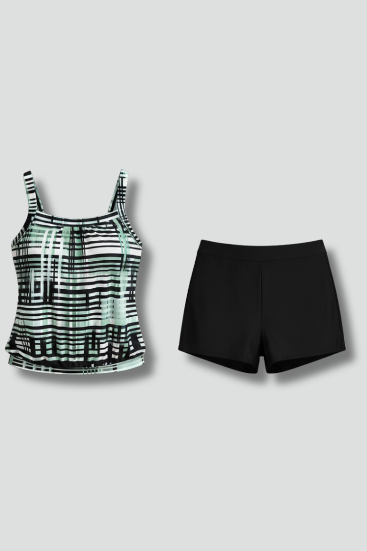 Women’s Tankini Set with Square Neck and Shorts