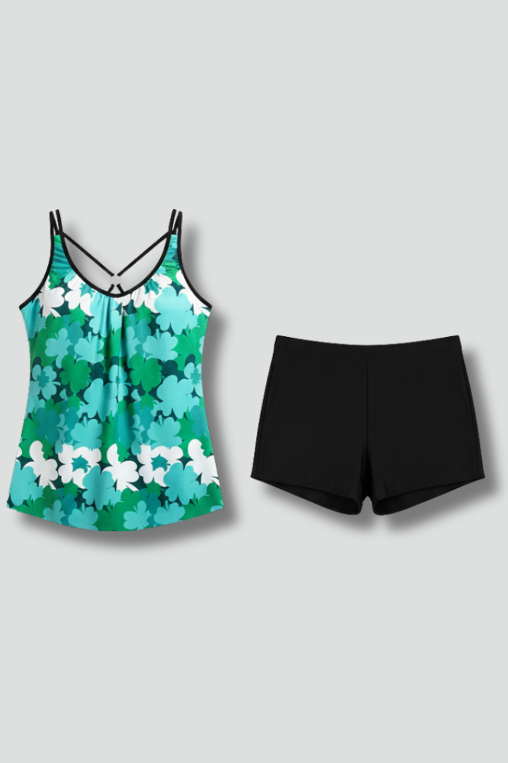 Women’s Tankini Set with V-Neck and Shorts